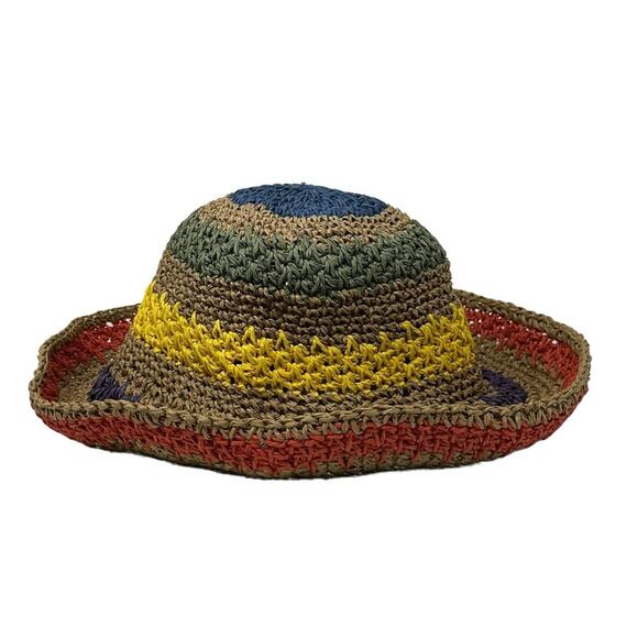Multicolor adjustable paper straw summer hat one size - Picture 6 of 7